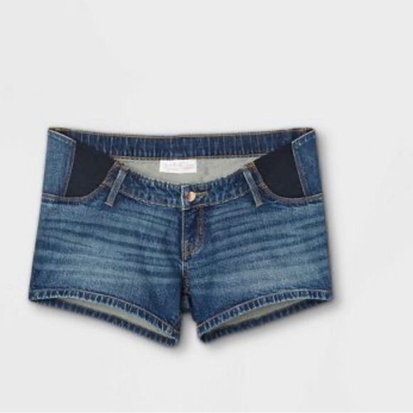 Under Belly Midi Maternity Jean Shorts - Isabel Maternity by Ingrid & Isabel NWT - Picture 1 of 16